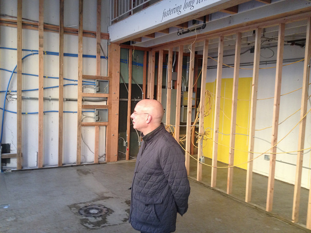 Brian Eno visits the future site of The Interval