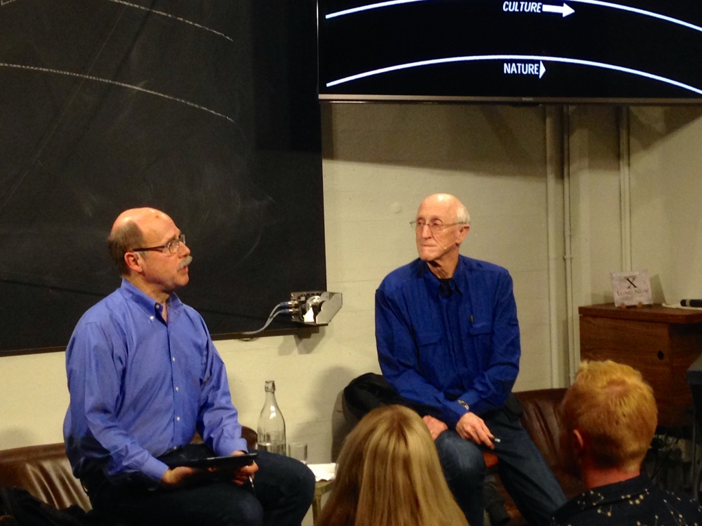 Paul Saffo and Stewart Brand at The Interval, January 02015