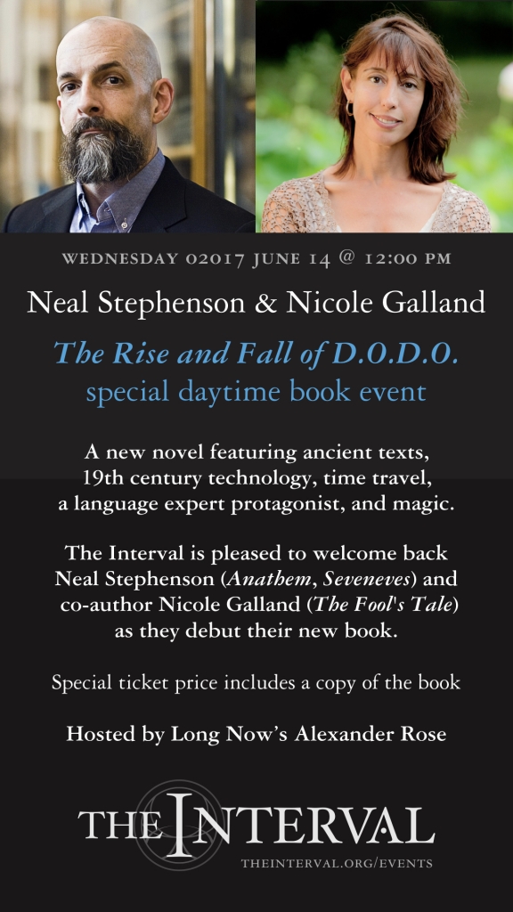 Neal Stephenson & Nicole Galland at The Interval, June 14 02017